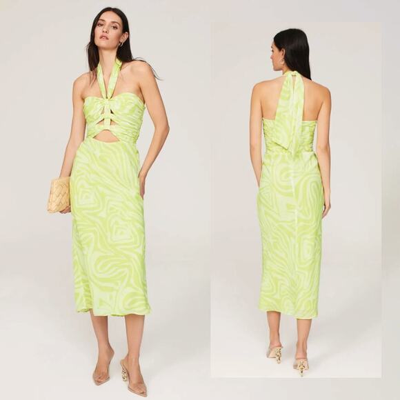 Ronny Kobo Collective Green Halter Dress - Size 6 - Picture 1 of 6